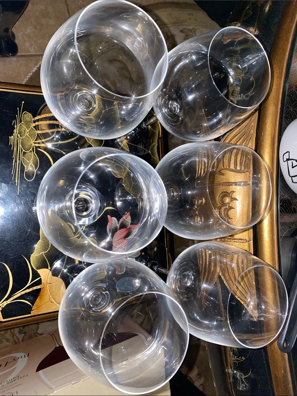 Lenox WSet of 6 Clear Crystal Wine Glasses - Large Balloon Bowls